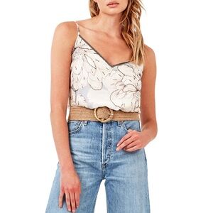 AS BY DF Paradise Silk Floral Beaded Cami in Alpine Womens Size Medium